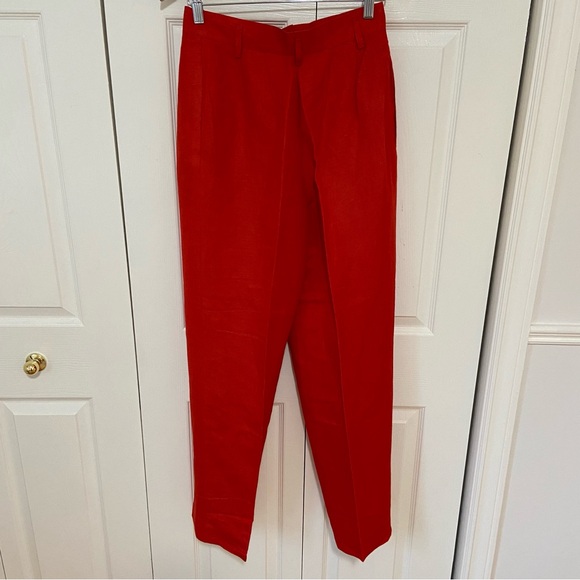 NWT Vintage Linen Blend 2 Piece Suit Blazer and Trouser Pants Size 8 Red - Picture 14 of 14